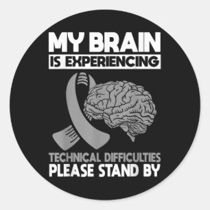 Brain Cancer Warrior Chemo Gray Awareness Ribbon Runder Aufkleber