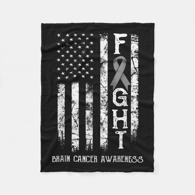 Brain Cancer Warrior Us Flag Fleecedecke (Vorderseite)