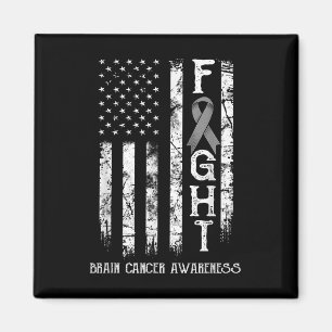 Brain Cancer Warrior Us Flag Magnet
