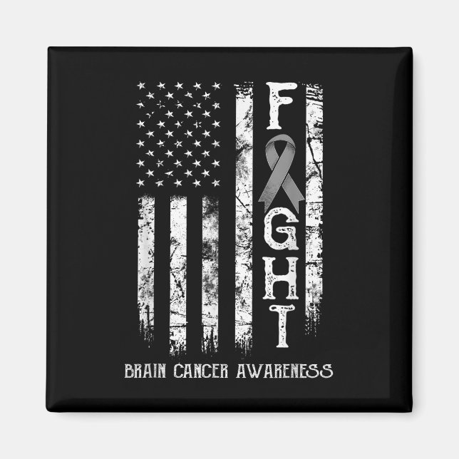 Brain Cancer Warrior Us Flag Magnet (Vorne)