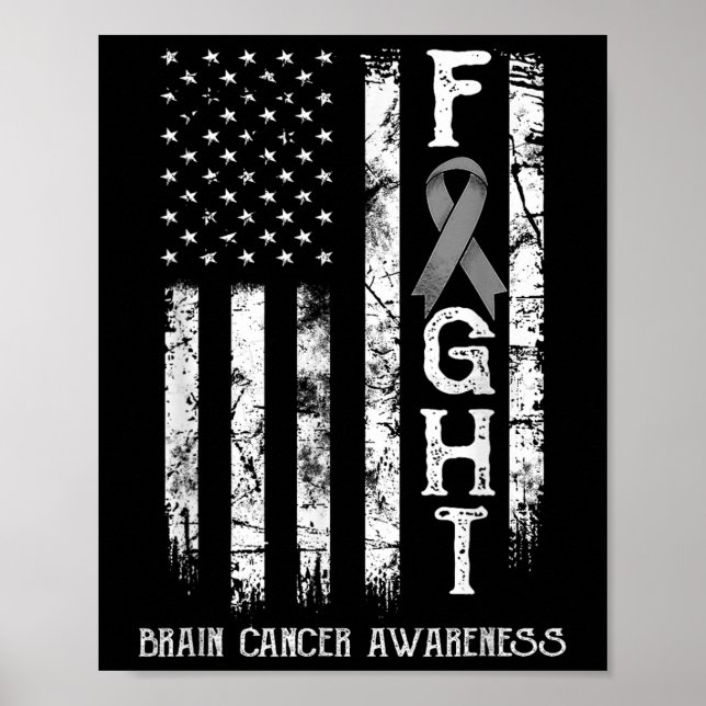 Brain Cancer Warrior Us Flag Poster (Vorne)