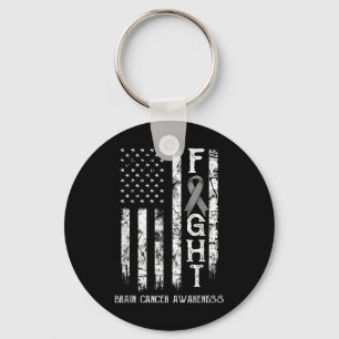 Brain Cancer Warrior Us Flag Schlüsselanhänger