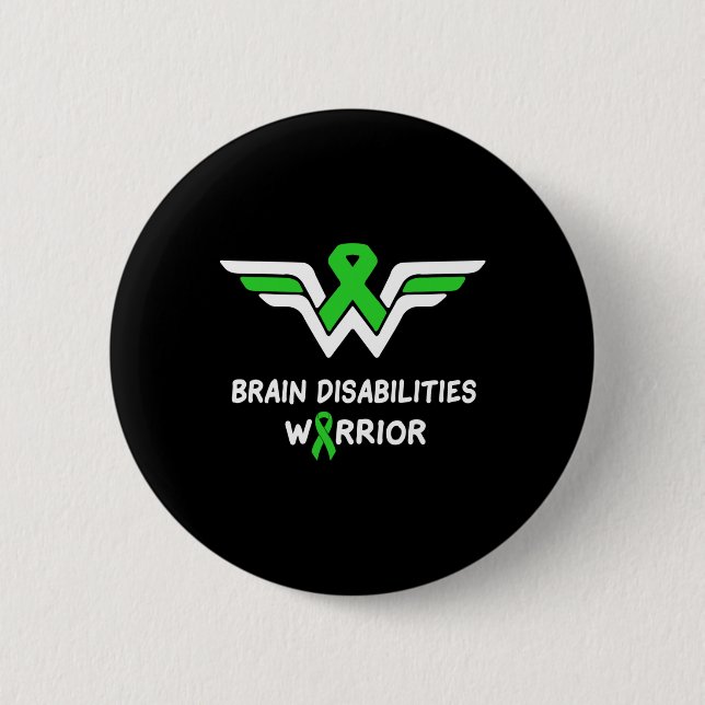 Brain Disabilities Awareness Warrior Green Ribbon Button (Vorderseite)