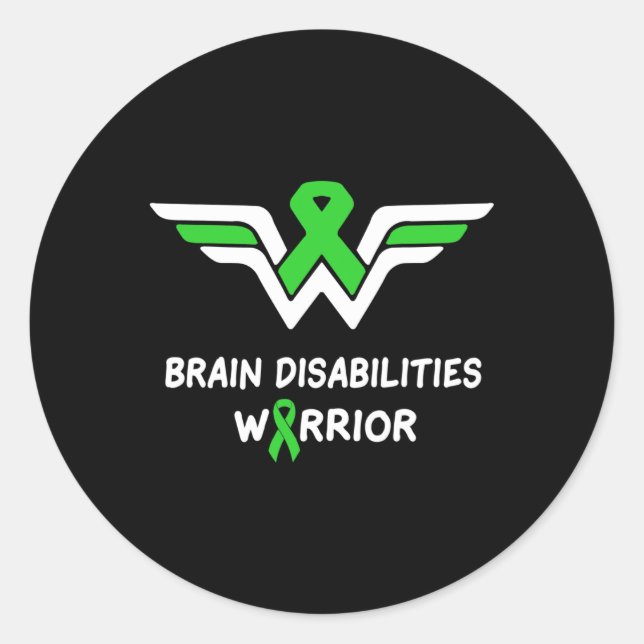 Brain Disabilities Awareness Warrior Green Ribbon Runder Aufkleber (Vorderseite)