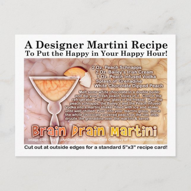 Brain Drain Halloween Martini Rezept Postkarte (Vorderseite)