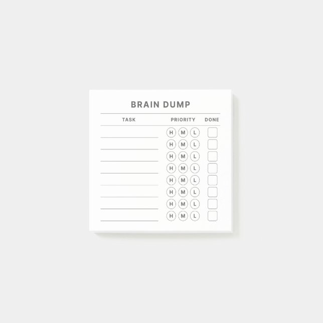 Brain Dump - Erledigen Sie den Prioritätenplaner Post-it Klebezettel (Vorderseite)