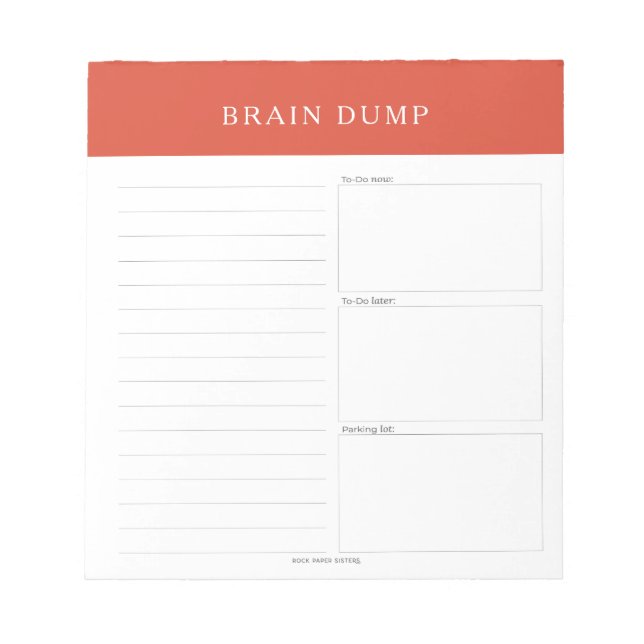 Brain Dump Notepad Notizblock (Vorderseite)