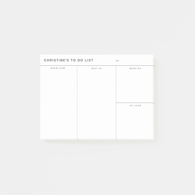 Brain Dump, um Post-It-List zu erstellen Post-it Klebezettel (Vorderseite)