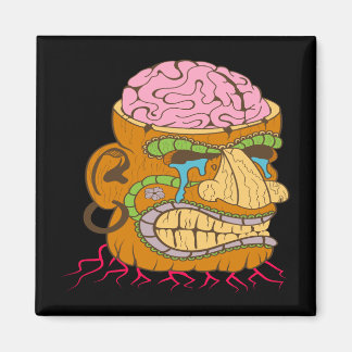 Brain Exposed Tiki Head, Funny Black Magnet