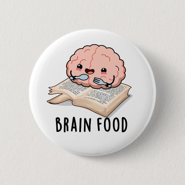 Brain Food Funny Anatomy Pun Button (Vorderseite)