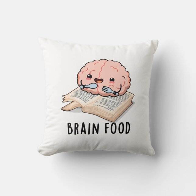 Brain Food Funny Anatomy Pun Kissen (Vorderseite)