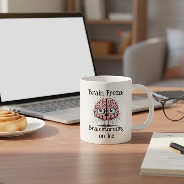 Brain Freeze Brainstorming on Ice: Funny Brain Pun Kaffeetasse (Von Creator hochgeladen)