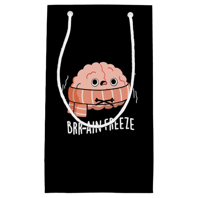 Brain Freeze Funny Biology Anatomie Pun Dark BG Kleine Geschenktüte (Vorderseite)