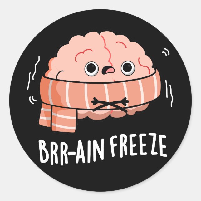 Brain Freeze Funny Biology Anatomie Pun Dark BG Runder Aufkleber (Vorderseite)