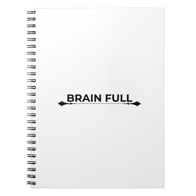 Brain Full Minimalist Typographic Spiral Notebook Notizblock (Vorderseite)