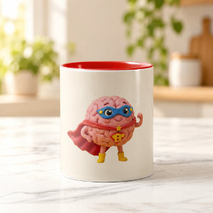 Brain Hero Süßes Superhelden-Maskottchen-Tasse Zweifarbige Tasse