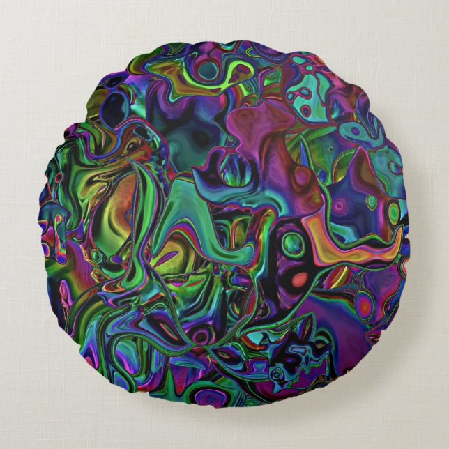 Brain Melt Round Pillow Rundes Kissen (Vorderseite)
