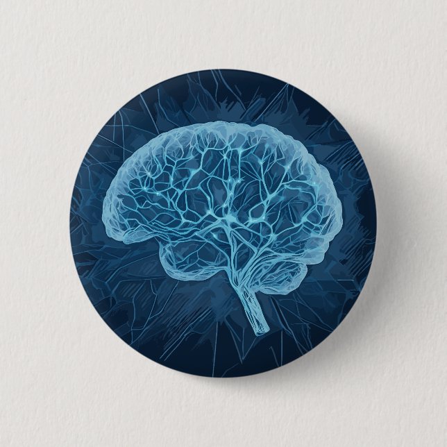 Brain Network Illustration - Neuronales Netzwerk Button (Vorderseite)