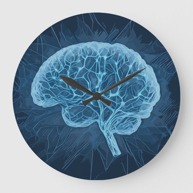 Brain Network Illustration - Neuronales Netzwerk Große Wanduhr (Vorderseite)