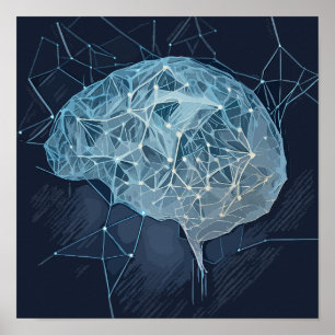Brain Network Illustration - Neuronales Netzwerk Poster