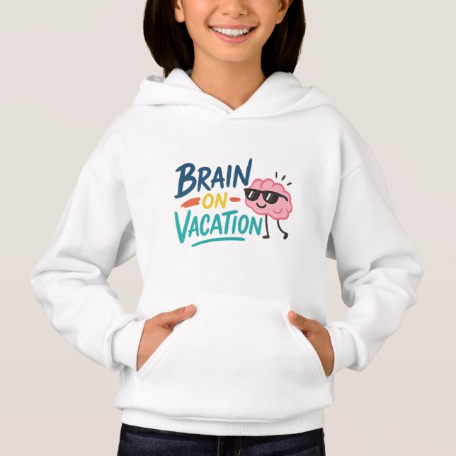 Brain on Vacation Kids’ Hoodie | Funny Cute Chill (Vorderseite)