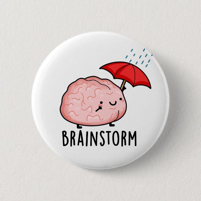 Brain Storm Funny Anatomy Pun Button (Vorderseite)