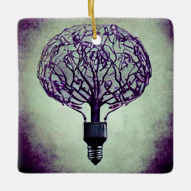 Brain Tree Lightbulb Keramikornament (Vorderseite)