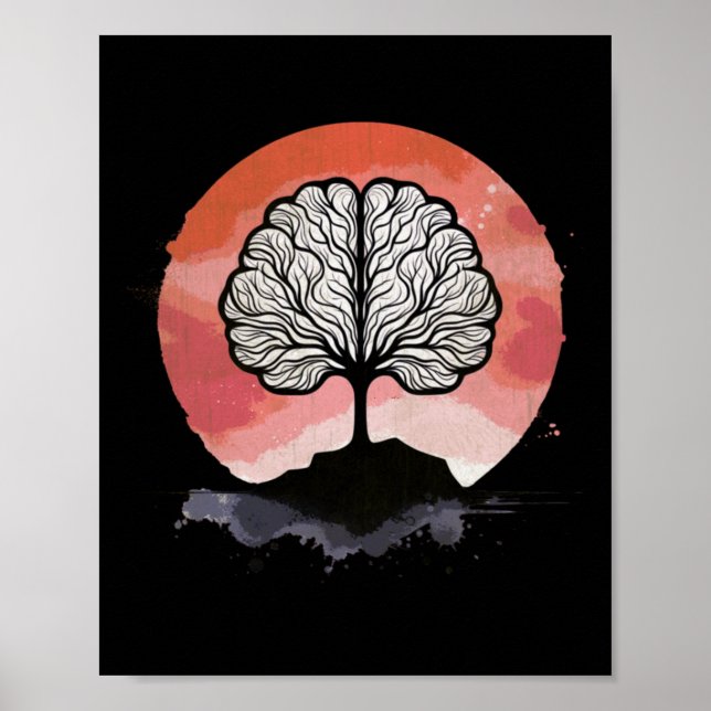 Brain Tree Sunset Artwork Poster (Vorne)