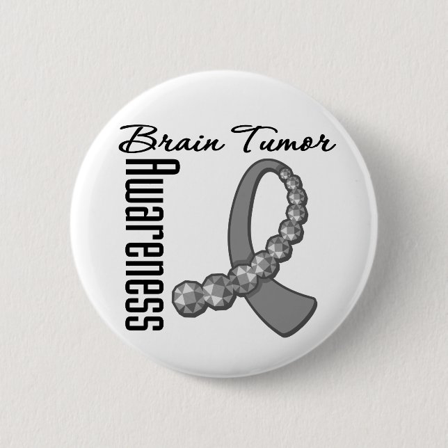 Brain Tumor Awareness Gemstone Ribbon Button (Vorderseite)