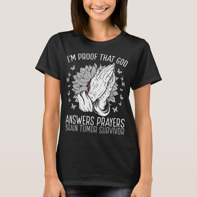 Brain Tumor Awareness God Glioblastoma Survivor T-Shirt (Vorderseite)