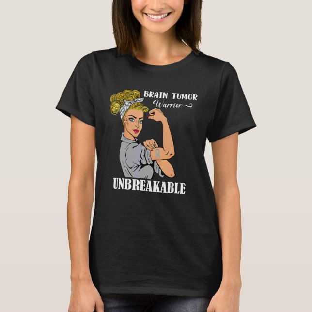 Brain Tumor Awareness Warrior Unbreakable Survivor T-Shirt (Vorderseite)