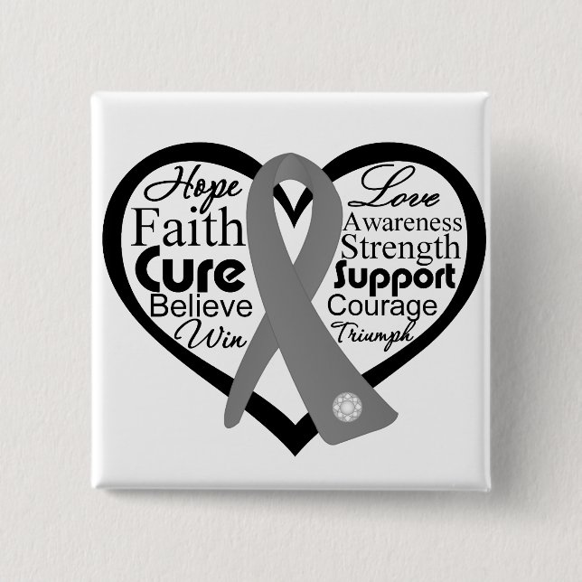 Brain Tumor Herz Band Collage Button (Vorderseite)