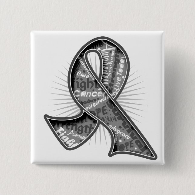 Brain Tumor Slogan Wasserzeichen Ribbon Button (Vorderseite)