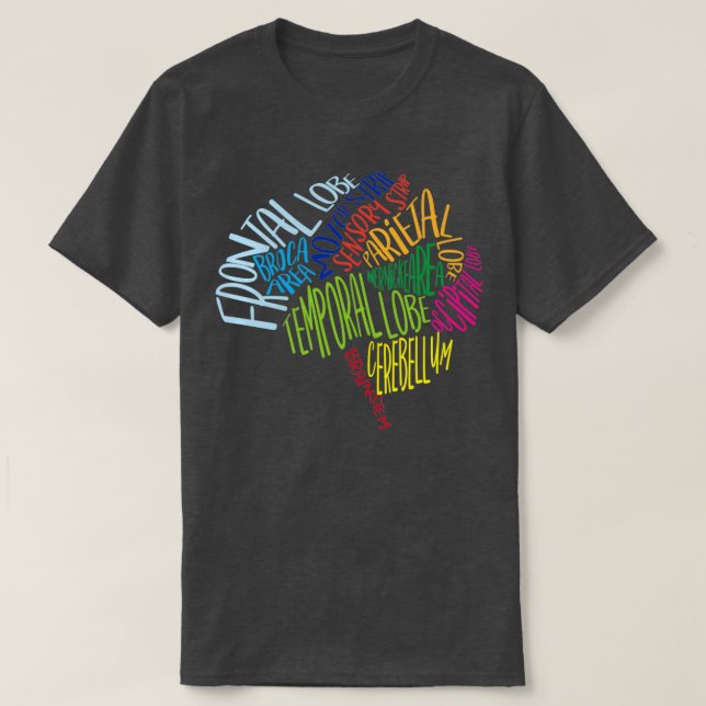 Brain Typography Word Bubble RN Neuroscience Nurse T-Shirt (Design vorne)