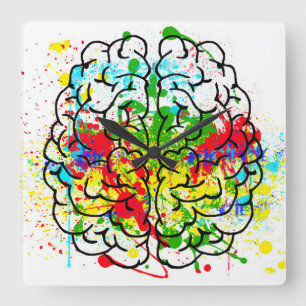 Brain Wall Clock Quadratische Wanduhr