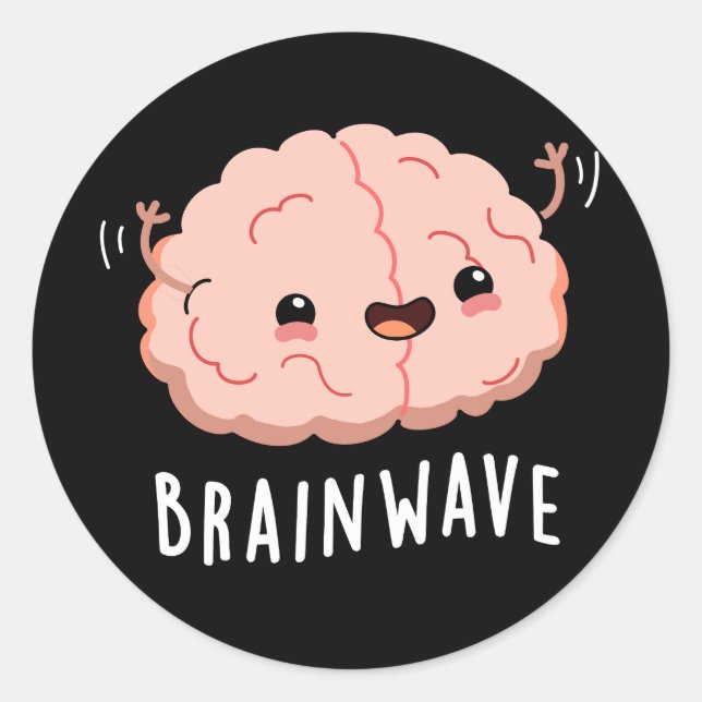 Brain Wave Funny Anatomy Pun Dark BG Runder Aufkleber (Vorderseite)