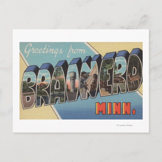 Brainerd, Minnesota - Große Buchstabenszenen Postkarte (Vorderseite)
