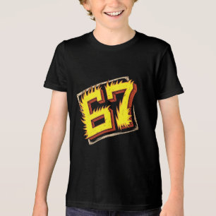 Brainrot 67: Nummer in Flammen Tri-Blend Shirt