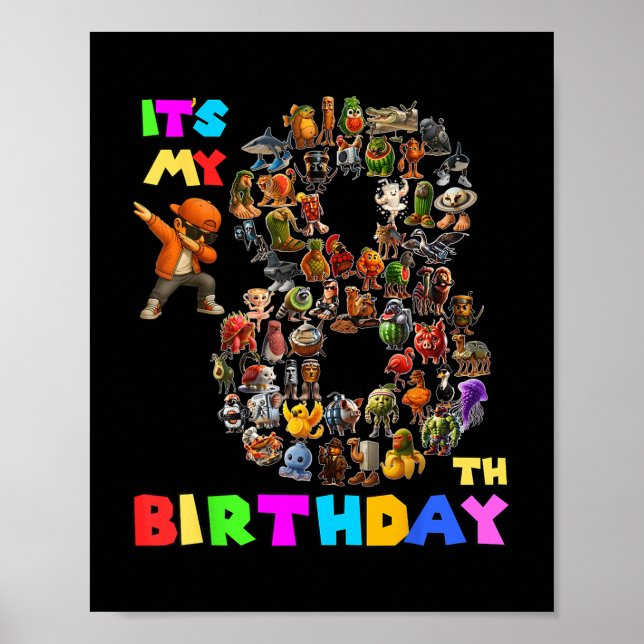 Brainrot Meme Bo zum 8. Geburtstag Poster (Vorne)
