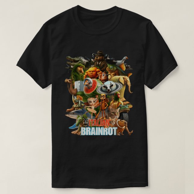Brainrot Meme Chaos Collage T-Shirt (Design vorne)