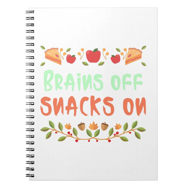 Brains Off Snacks on-School Lunch Break Notebook Notizblock (Vorderseite)