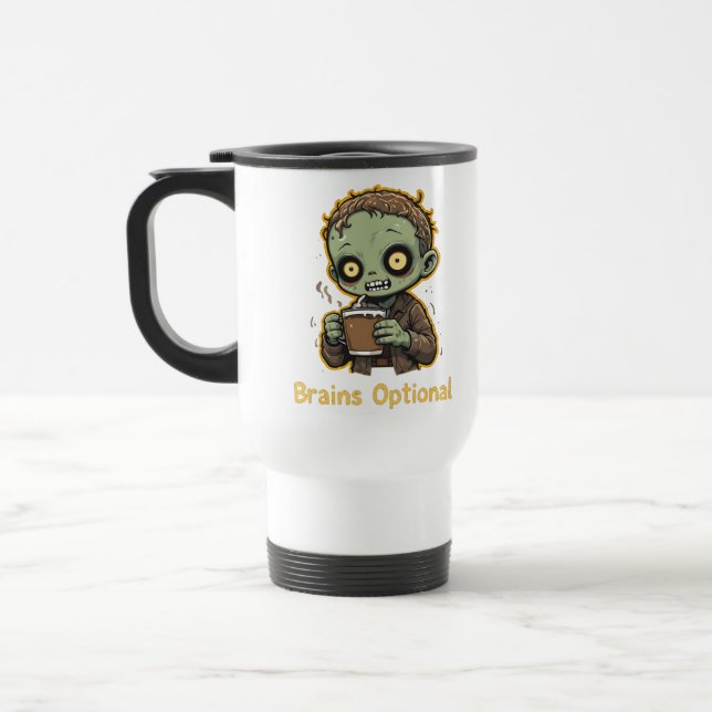 Brains Optional Zombie Coffee Funny Cute Undead  Reisebecher (Links)