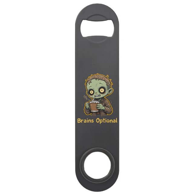 Brains Optional Zombie Coffee Funny Cute Undead  Speed Flaschenöffner (Rückseite)