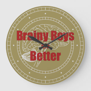 Brainy Boys sind besser Große Wanduhr