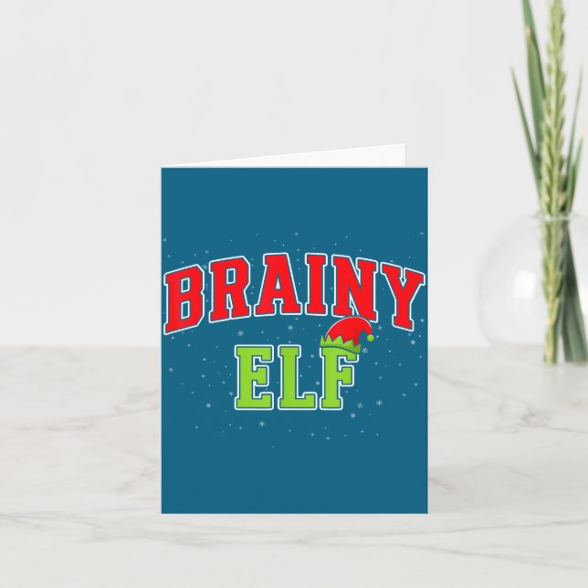 Brainy Elf Christmas Family Matching Group Xmas  Karte (Vorderseite)