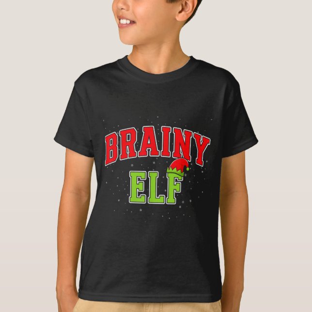 Brainy Elf Christmas Family Matching Group Xmas  T-Shirt (Vorderseite)