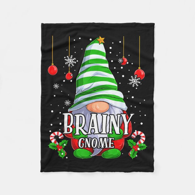 Brainy Gnome Christmas Pajamas Matching Family Gro Fleecedecke (Vorderseite)