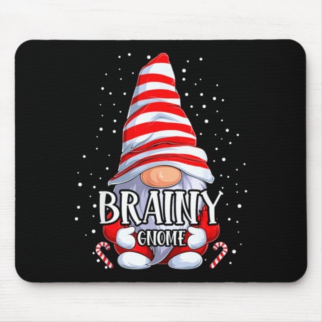 Brainy Gnome Christmas Pajamas Matching Family Gro Mousepad (Vorne)