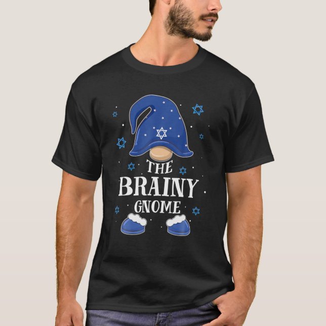 Brainy Gnome Hanukkah Juwish Matching Family Xmas T-Shirt (Vorderseite)