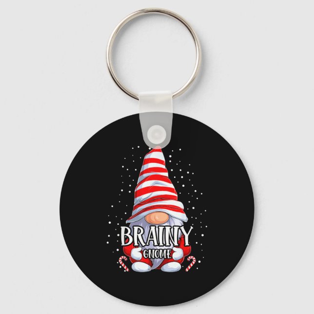 Brainy Gnome Weihnachts-Pyjama passende Familientr Schlüsselanhänger (Vorderseite)